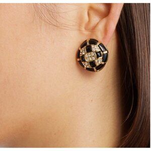 KJL KENNETH  LANE CLIP-ON EARRINGS GOLD TONE & BLACK New